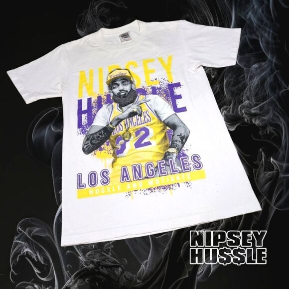 Other - Nipsey Hussle Unisex‎ Lakers Heavyweight Tee White Purple & Gold M TINY FLAWS